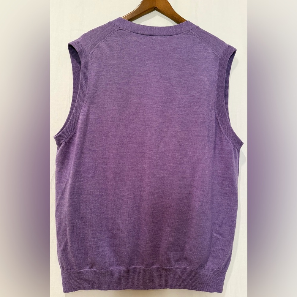 Paul Fredrick Men’s 100% Merino Wool Vest Button Front - Light Purple - XL - Picture 3 of 9